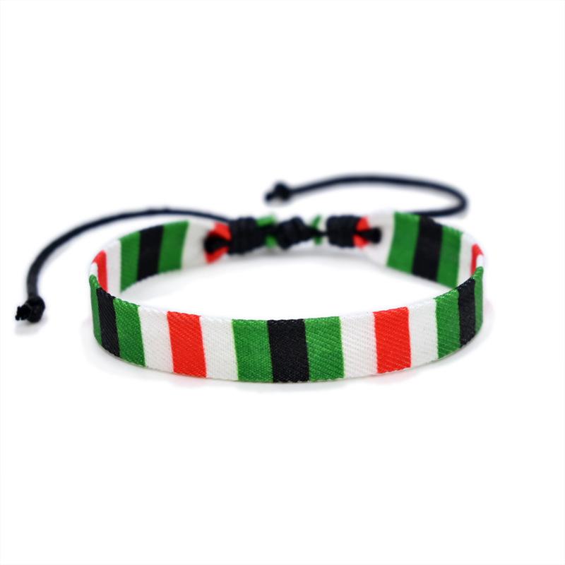 Geometrisches Tupfenmuster Palästina Armband für Männer Frauen Hand Mehrfarbiges Weben Arabischer Stil Gaza Flagge Zirkon Accessoires