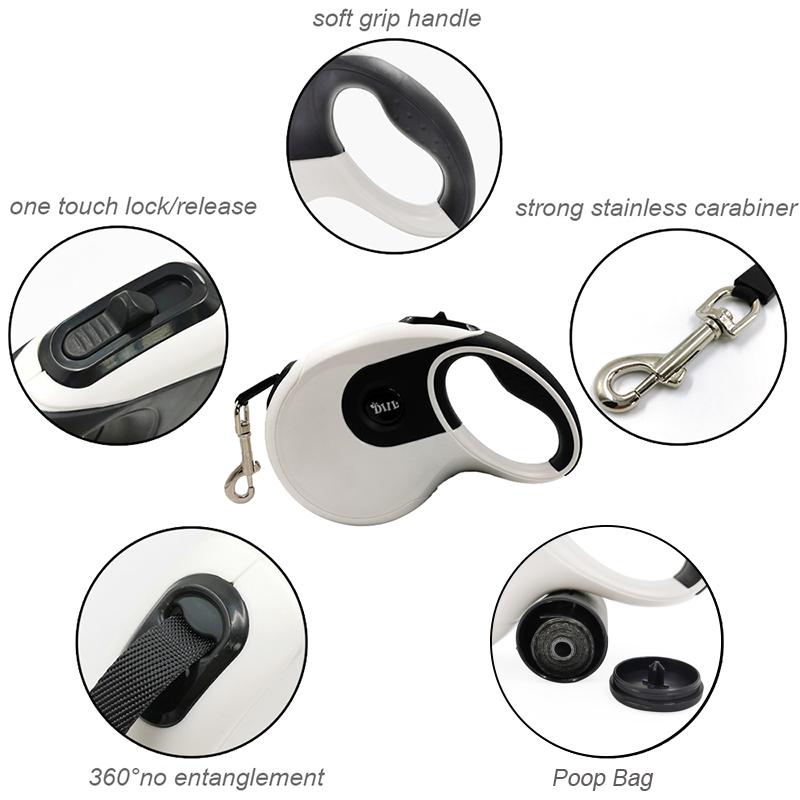 Dlouhé Pevné Psí Vodítko Zatahovací Štěně Rozšiřitelný Pásek Pro Malé Psy Kočky Dávkovač Sáčků na Hovínka Procházka Labradorský Domácí Mazlíček Ruleta 8M