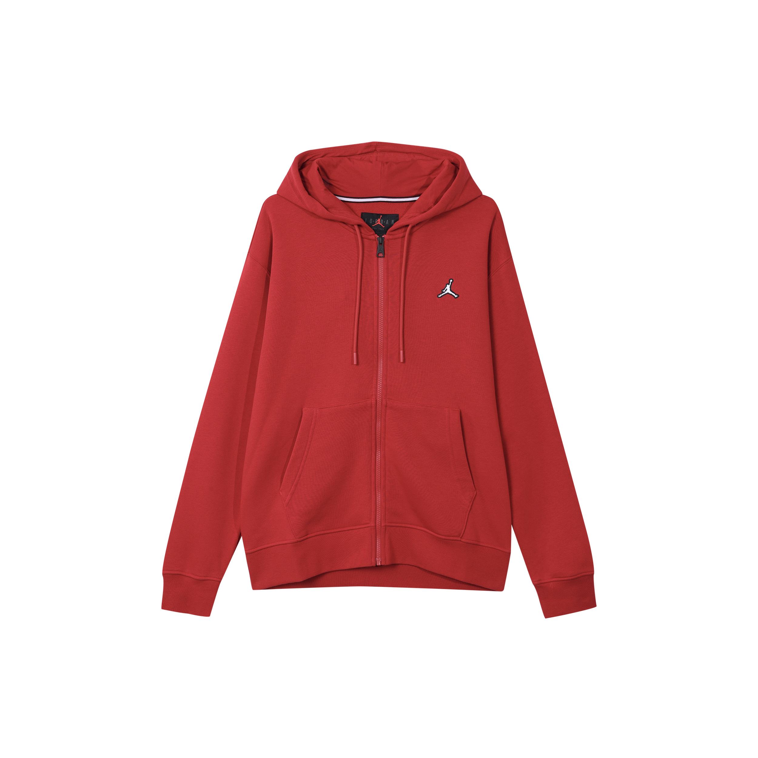 Jordan Sweatshirts Men s Red Hooded Thickened Cardigan DQ7351-687 M