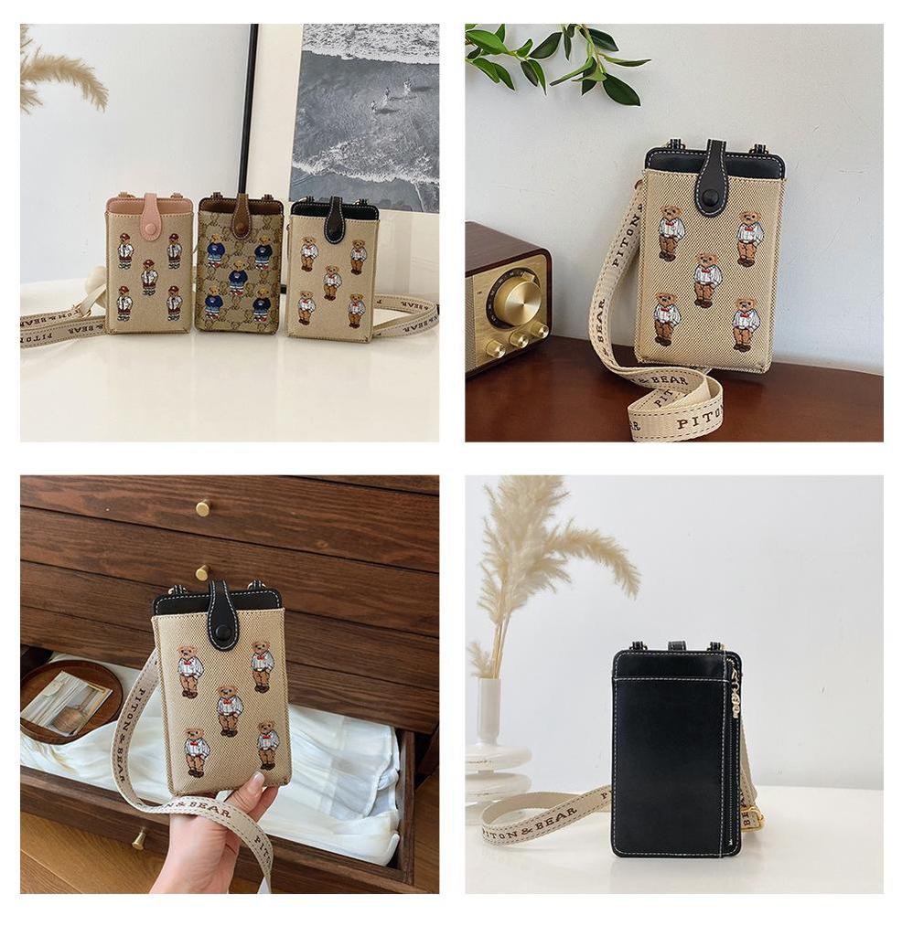 Damen Retro Farbblock Cartoon Umhängetasche für Lässige Mode, Passend für Handy