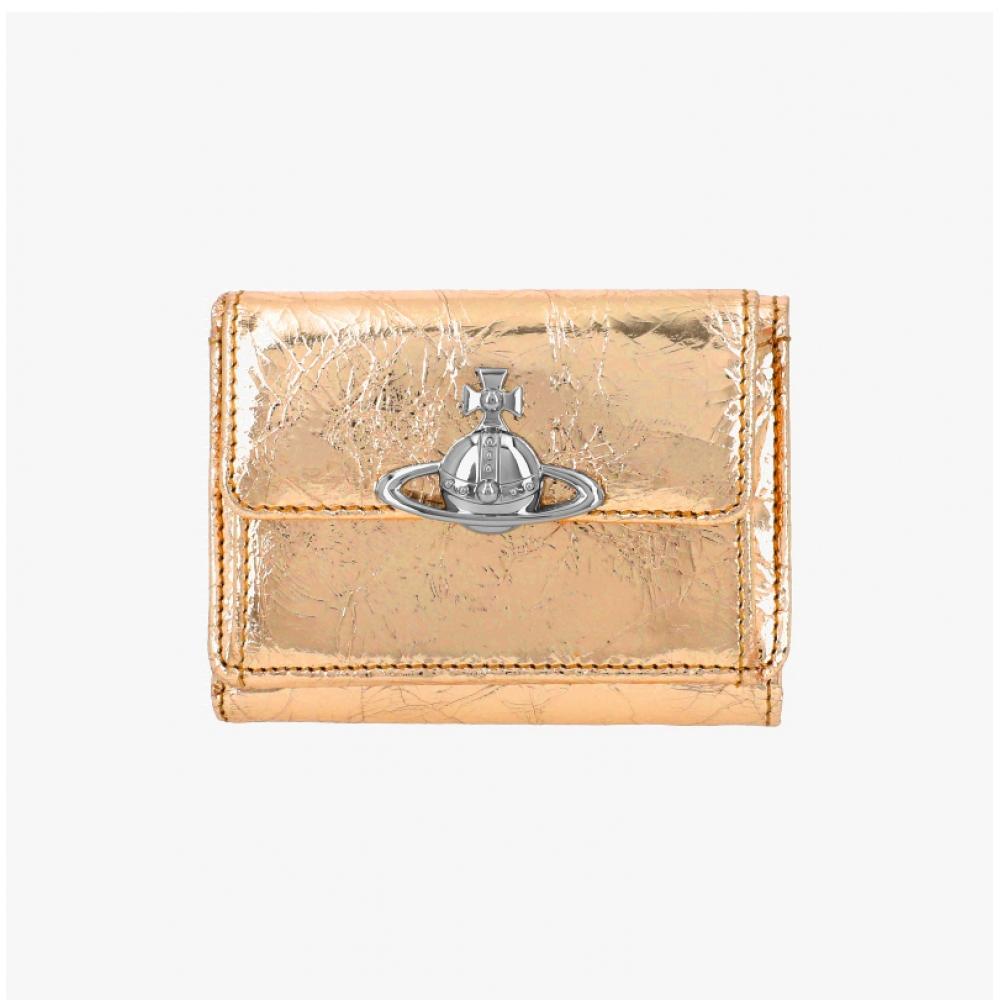 Vivienne Westwood 5115002tw L00a7 R401 Metallic Crinkle Flap Small Bifold Wallet