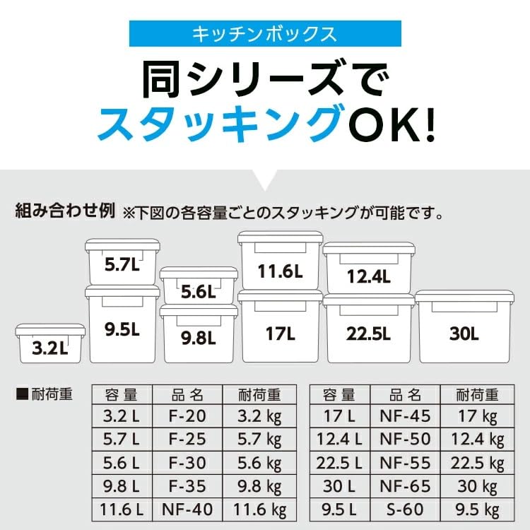 Asvel Küchenaufbewahrung Kommerziell Seite zum Einräumen und täglichen Bedarf NF-50 Behälter, Groß, 12,4L, Verwendung, Feuchtigkeitsbeständig, Schloss, Antibakteriell,