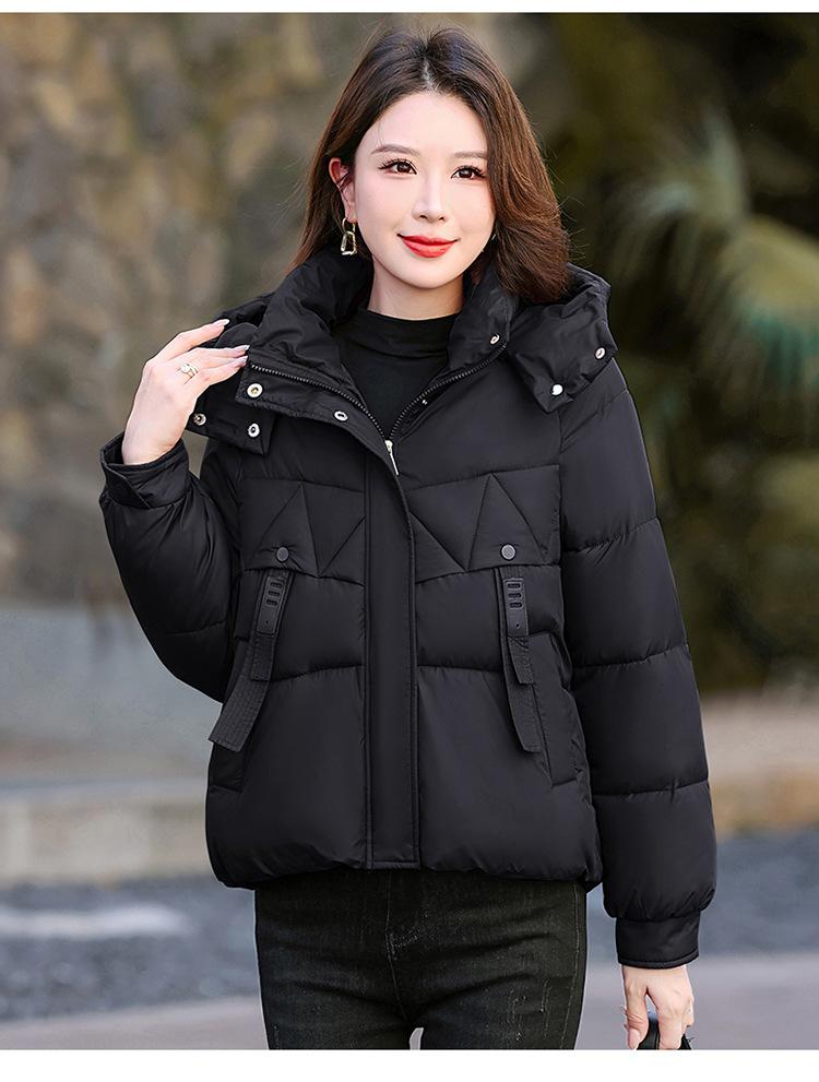 Damen Kurze Kapuzen-Winddichte Dicke Warme Winterjacke mit Quaste