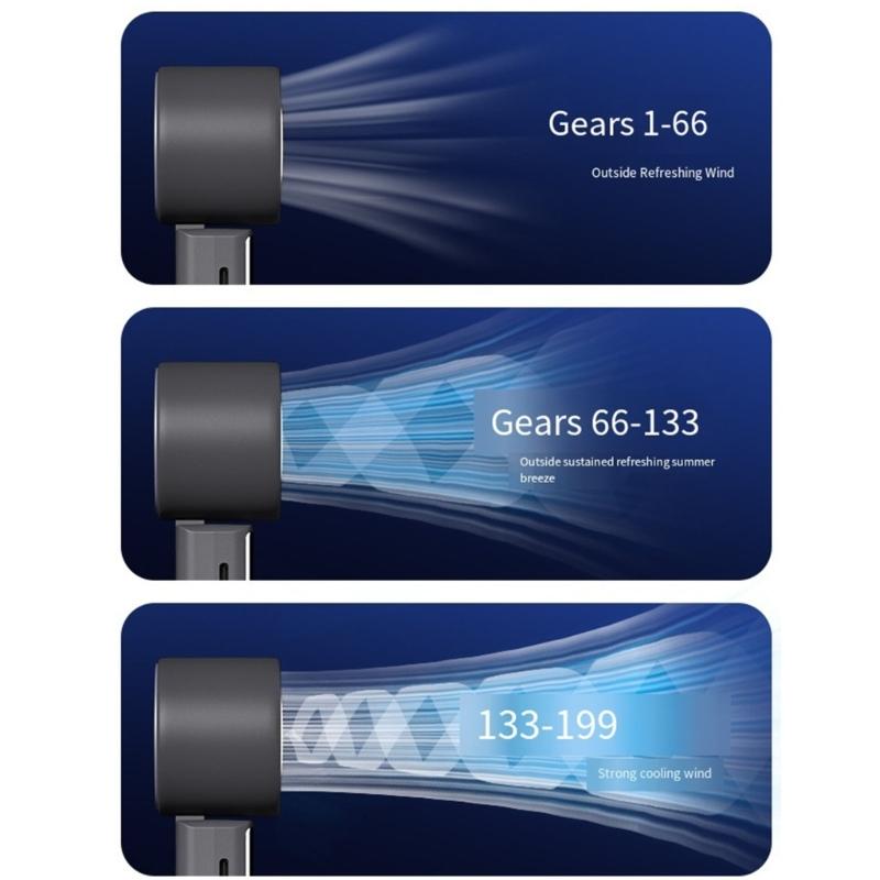 Multifuntional LED Display Fan Efficient Cooling Fan Quiet Powerful Fan 3000mAh Battery ABS Texture for Outdoor Travel