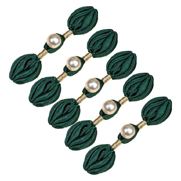 5Pcs Pearls Embellished Flower Shape Cheongsam Button Decorative Chinese Knot Button For Dress Cloaks Coat Sewing Craft