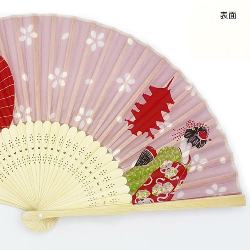 Kyosuke Silk Openwork with Maiko Fan, Pattern, Pouch, Design, Pink, K-123