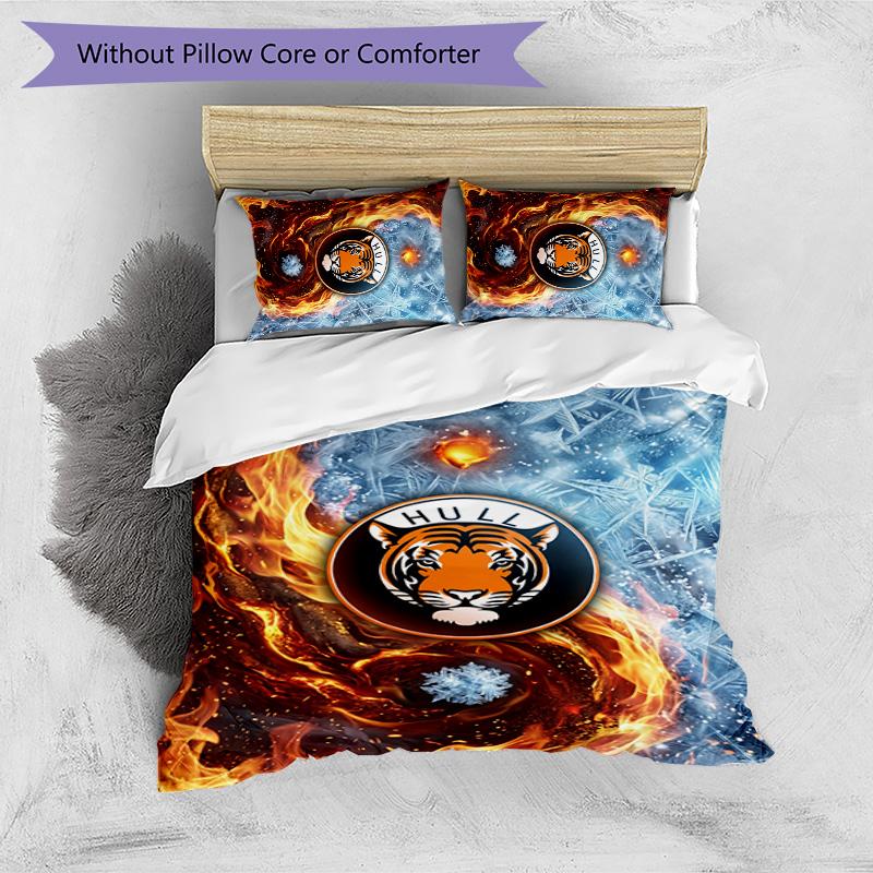 Set Lenzuola Stampato Hull City Football 3 Pezzi, Comodo Set Copripiumino per Camera da Letto Amico della Pelle