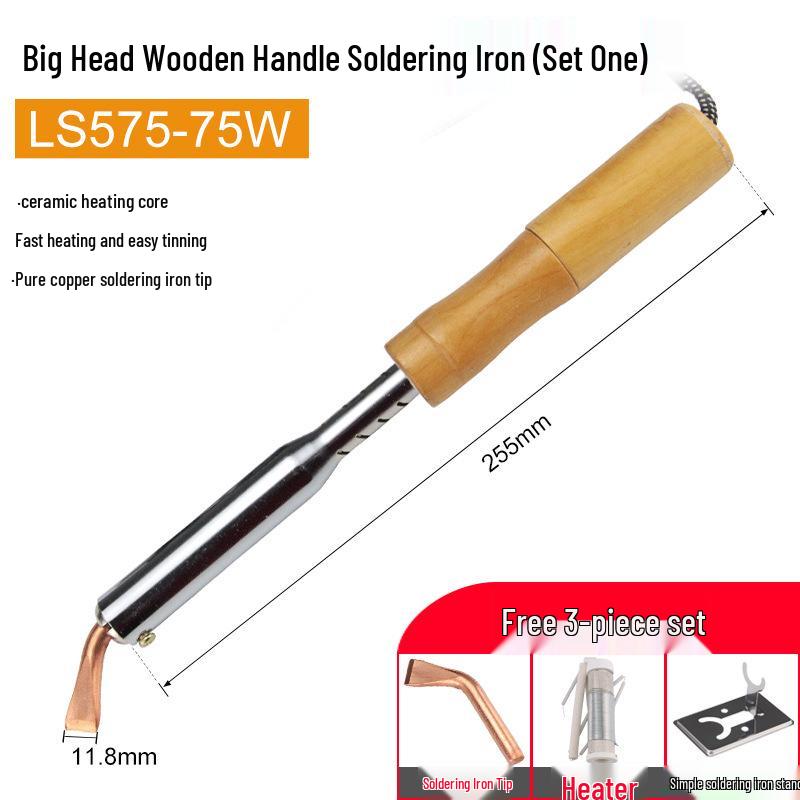 

Потужна електрична паяльна станція з дерев яною ручкою та зігнутим плоским мідним жалом (100Вт-500Вт)