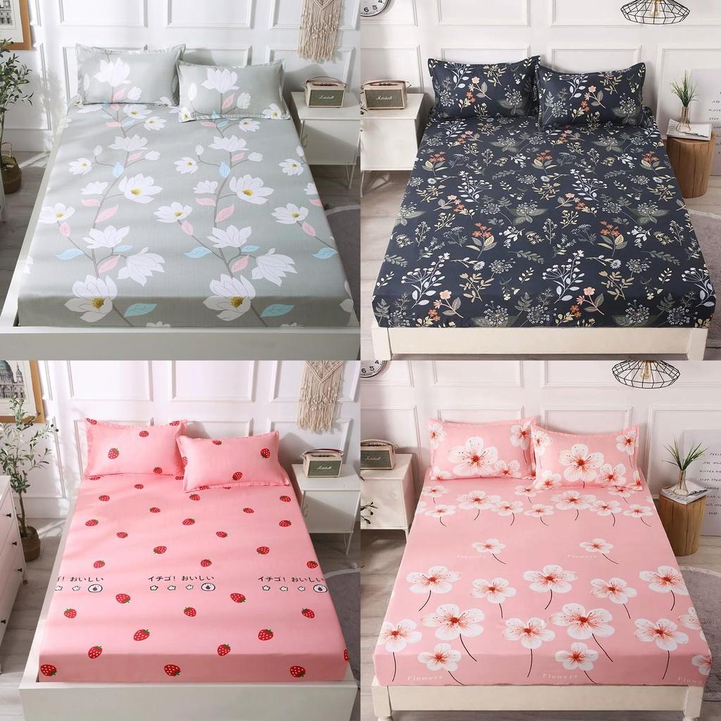 Print Flower Strawberry Bed Cover Dustproof Fabric Bedspread Protective Mattress
