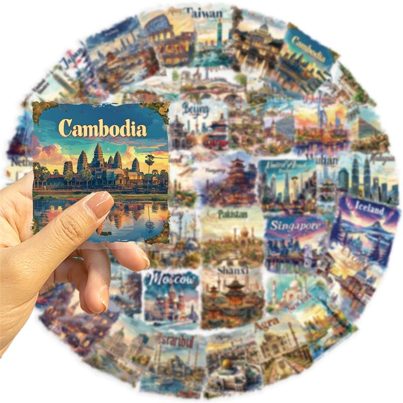 50PCS Cartoon City PET Sticker Aesthetic Decoration Scrapbooking Korean Stationery DIY Hand Accounting Tools Supplies