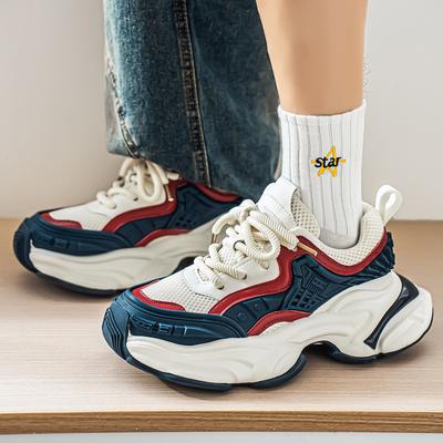 New Autumn  Fashion Breathable  Non Slip Casual  Sports Shoes British  Style Thick Soled Height Increasing Running Shoes