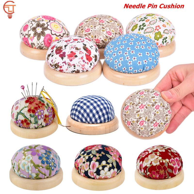 1pc Wood Bottom Base Needle Pin Cushion Holder PP Cotton Needle Insert Sewing Stitch Needlework DIY Craft Set Brand New