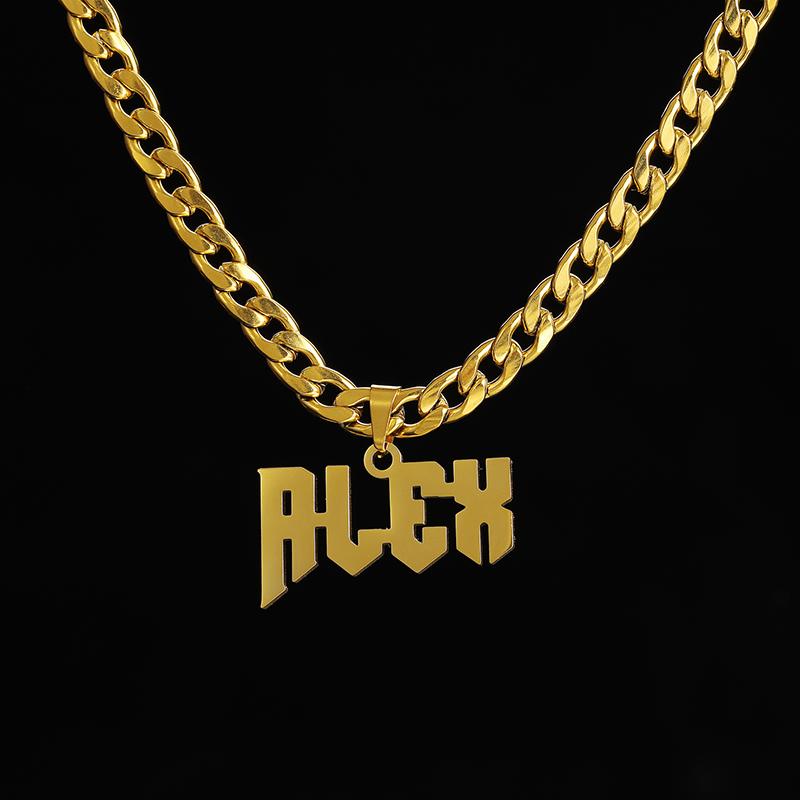 Necklace Pendant Gold Color Personalized Stainless Steel 5mm Wide Thick Chain Jewelry for Men Gifts