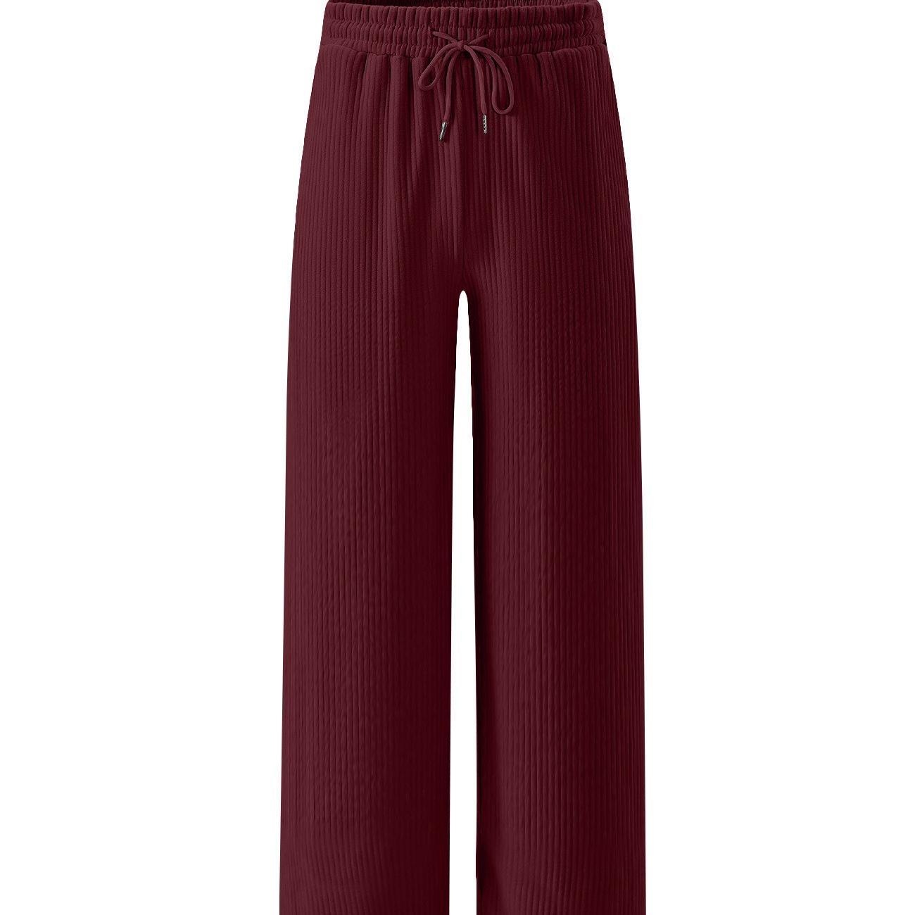 

Spring and autumn wide-leg men s pants, casual loose jacquard striped pit strips, drawstring straight trousers, men XXXL бордовий