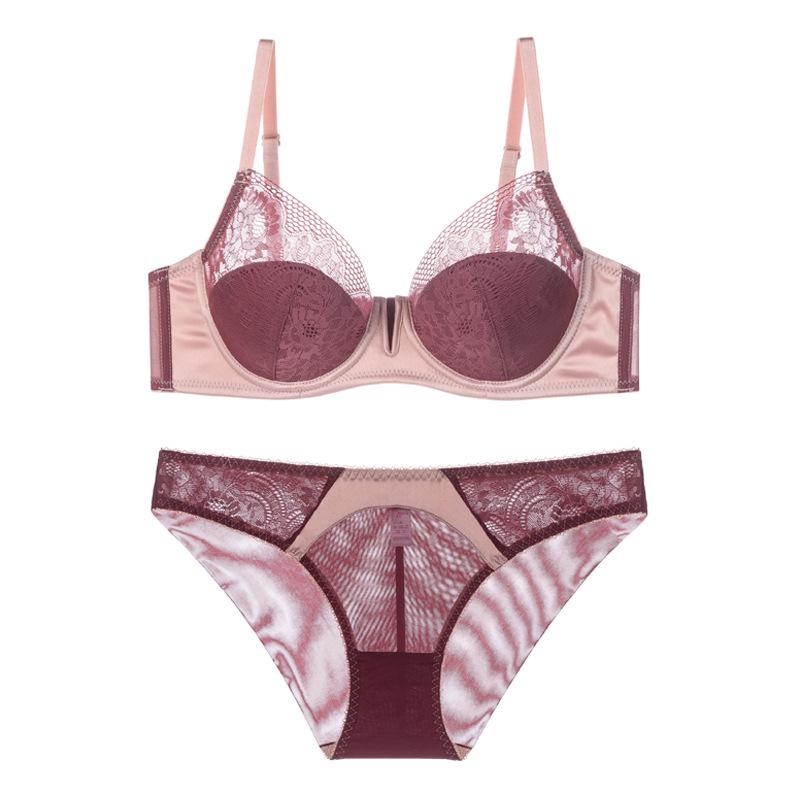 "Lace Half-Cup Push-Up Bra & Panty Set – Seamless and Sexy"