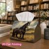 1pc, 2d Flat Printing, Tissue Box The Majestic Black Horse Pattern In the Field Printed Tissue Box, Suitable for Home Gatherings, Car Decorationr, Dec