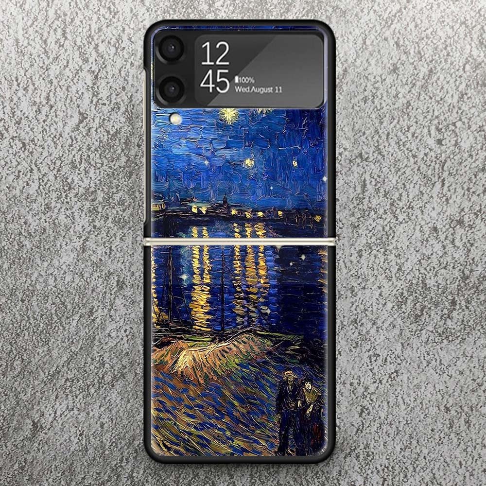 Van Gogh oil Art Painting Print Case For Samsung Galaxy Z Flip 3 4 5 6 7 5G Phone Shell Flip7 Flip6 Flip5 Flip4 Flip3 Pattern Co