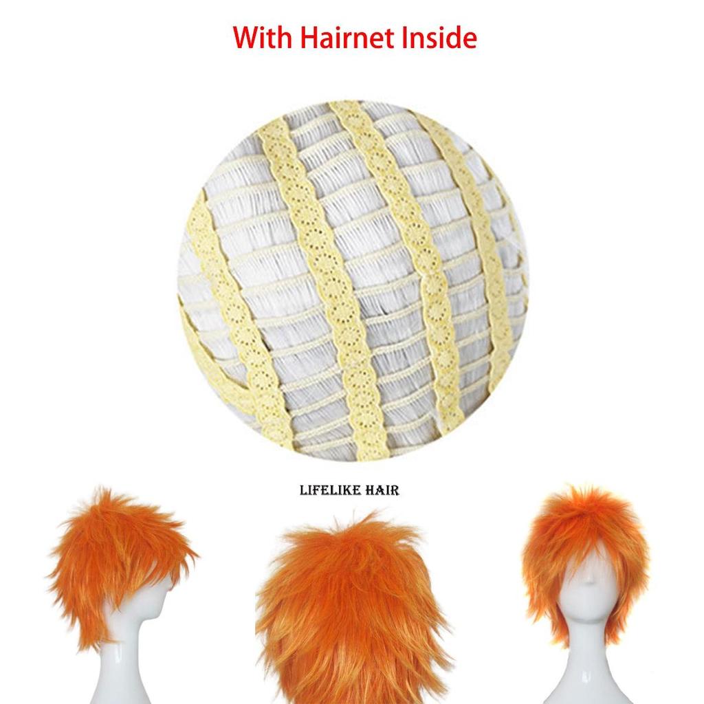 Bright Bleach Kurosaki Ichigo Wig Cosplay Hairpiece Adult Party Prop