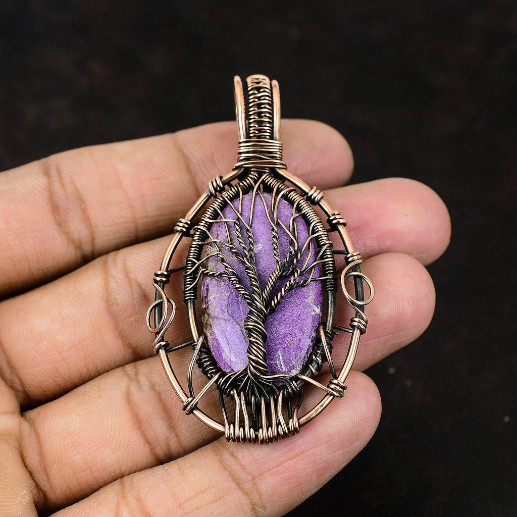 Tree Of Life Purpurite Pendant Gemstone Copper Wire Wrapped Pendant Handmade Pendant Designer Jewelry Birthday Gift For Her Purpurite Gift