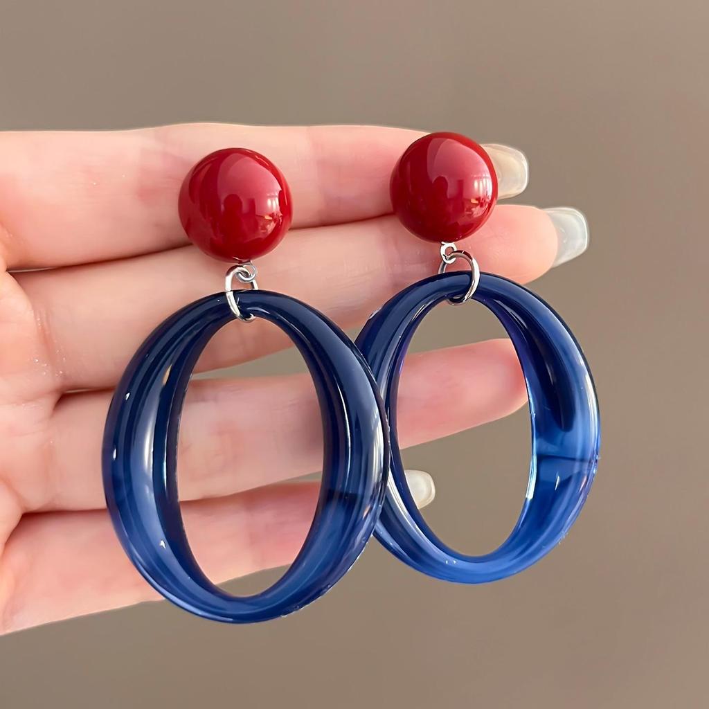 2025 New Retro Hong Kong Style Colorful Earrings: Luxury, High-End Studs, Exaggerated Fashion for Women