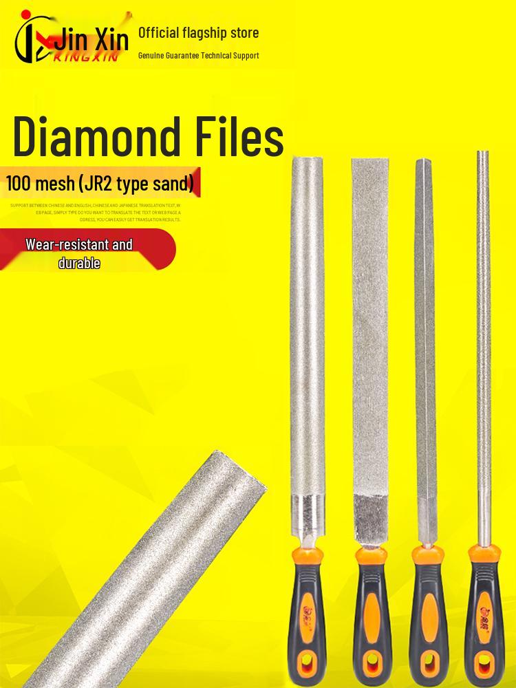 Diamond Grit Steel Alloy File - Large Triangle/Semicircle Flat Plate Rasp for Metal Grinding 6-inch flat one piece