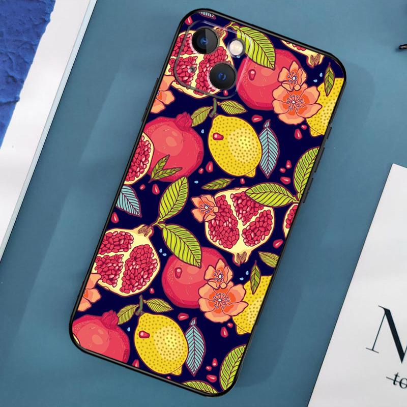 Essen Frucht Roter Granatapfel Hülle Für iPhone 15 11 12 13 14 Pro Max 12 13 Mini X XS Max XR 7 8 Plus SE 2020 Hülle Coque