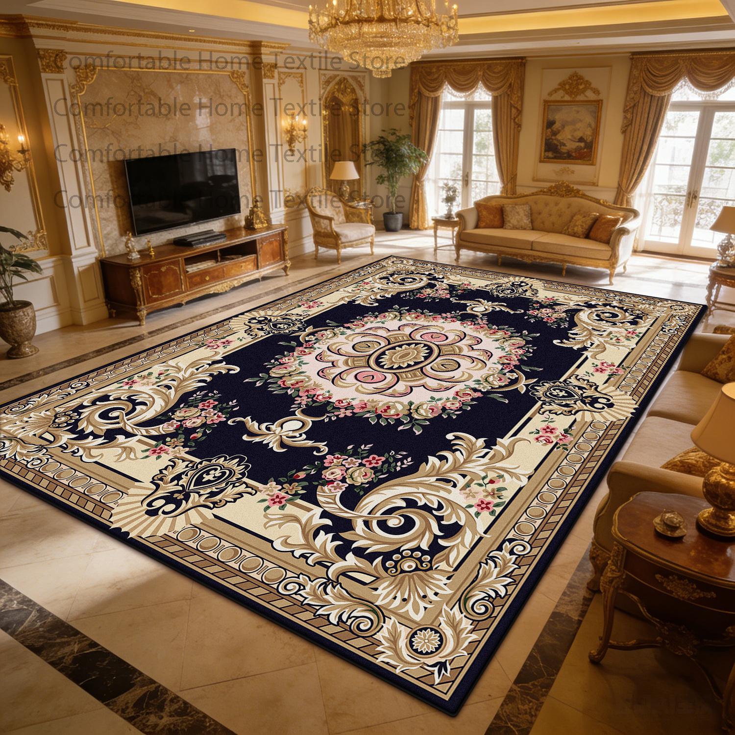 

European Palace Style Antiskid Living Room Carpet Decoration Bedroom Luxury Fluffy Rug Easy Clean Foldable Soft Coffee Table Mat 60x90cm