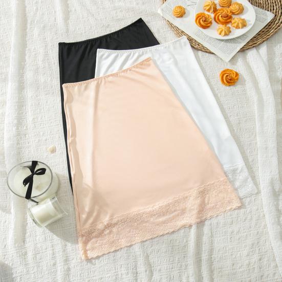 High-Waisted Bottom Skirt Solid Color Soft Breathable Fabric Slimming Skirt with Lace