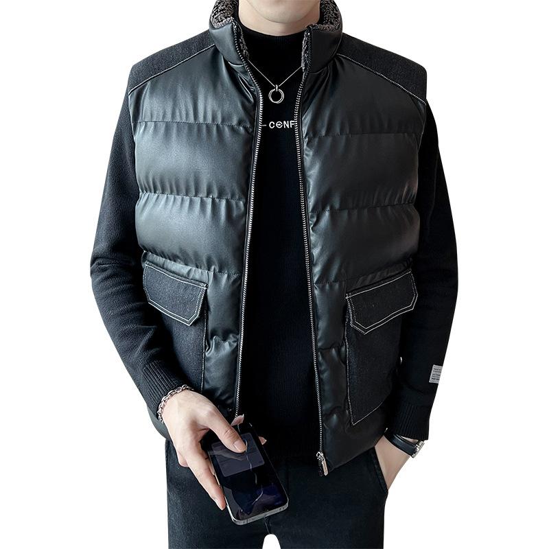 Autumn and Winter New Men's Vest, Vest, Thermal Stand-up Collar, Light Luxury Vest Jacket