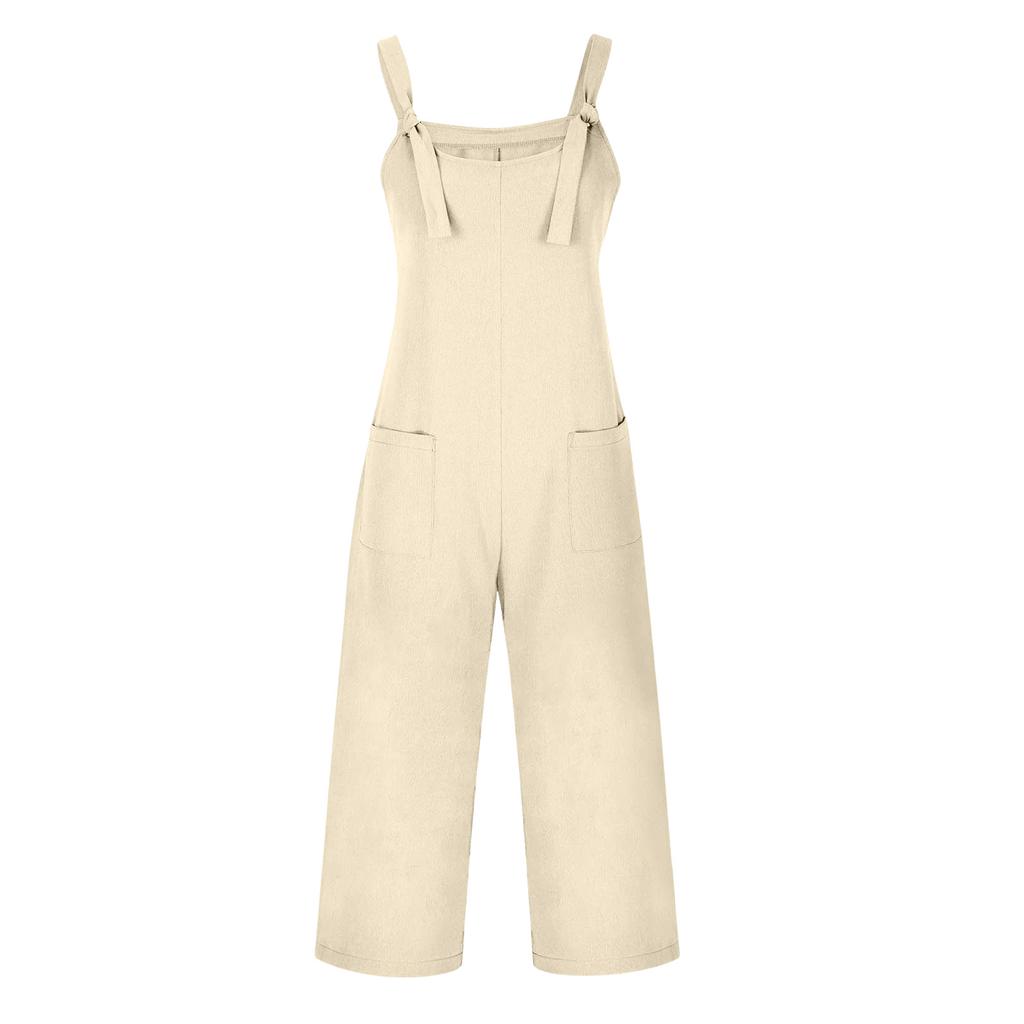 Women's Fashion Cotton And Linen Strappy Jumpsuit/Overalls