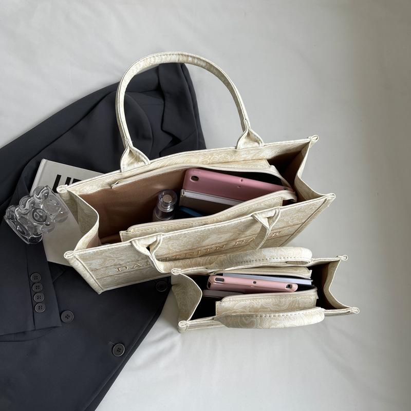 New fashion retro style contrasting color D home shopping bag tote bag handbag