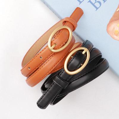 New Women's Fresh Thin Belt - Dopamine Oval Buckle, Fashionable & Versatile for Dresses