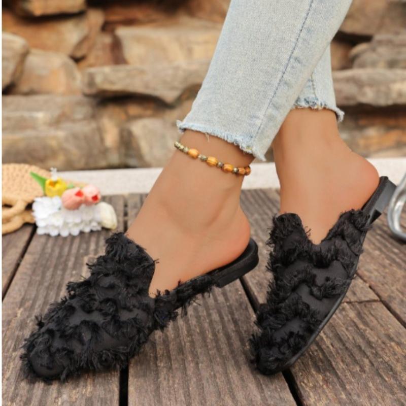 Fashion Leopard Women Flats Mules Shoes Spring 2025 Fad Slingback Slippers Designer New Flip Flops Ladies Casual Walking