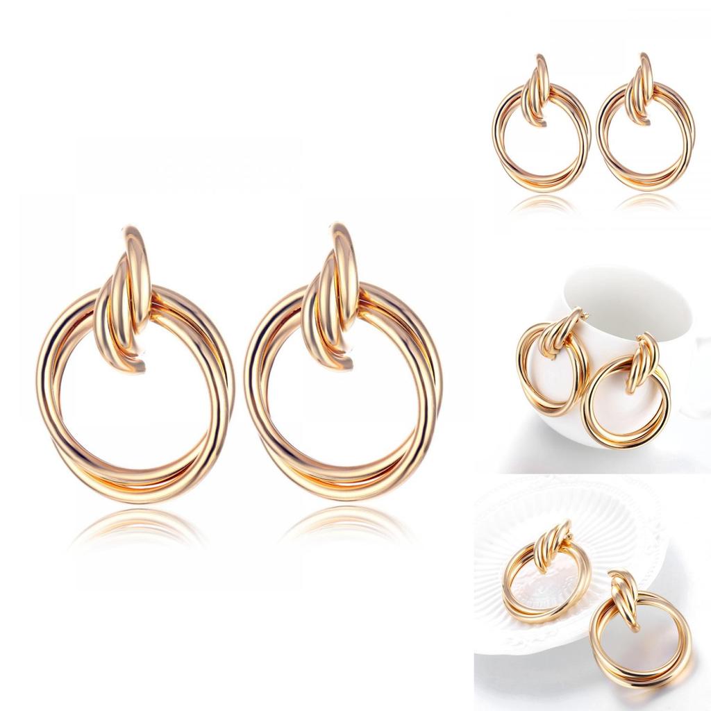Modern European Fashion Round Alloy Earrings Eye-catching Minimalist Jewelry