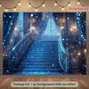 2D Blue Sparkle Ballroom Stair Backdrop, Enchanted Castle Background for Live & Decoration