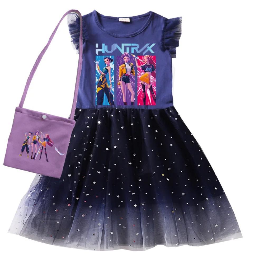 Sukienka dla dzieci Huntrix Kpop Łowca Demonów Urodziny Łowcy Demonów Kpop Kostium Dziecięcy Ubrania dla Dziewczynek Sukienki Midi Ubrania dla Dziewczynek