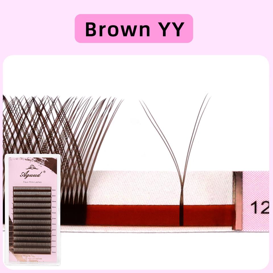 NEW Brown 3D Fairy W Shaped Eyelash Extension Wispy 3D Spike Lashes Premium Premade Bloom Fan 2D 4D 5DW Clover Lashes Hand-Woven