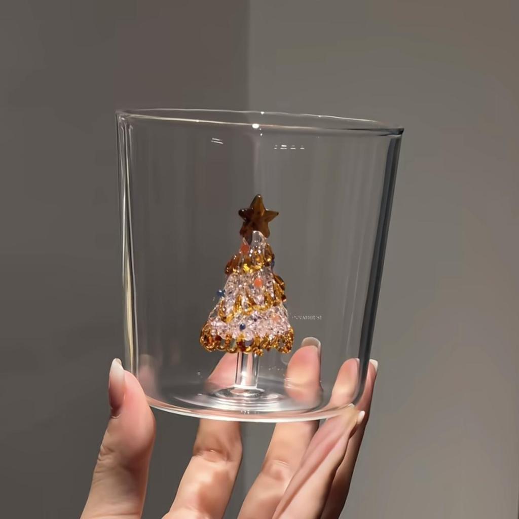 Tazza da Latte in Vetro Creativa 3D Albero di Natale Resistente al Calore