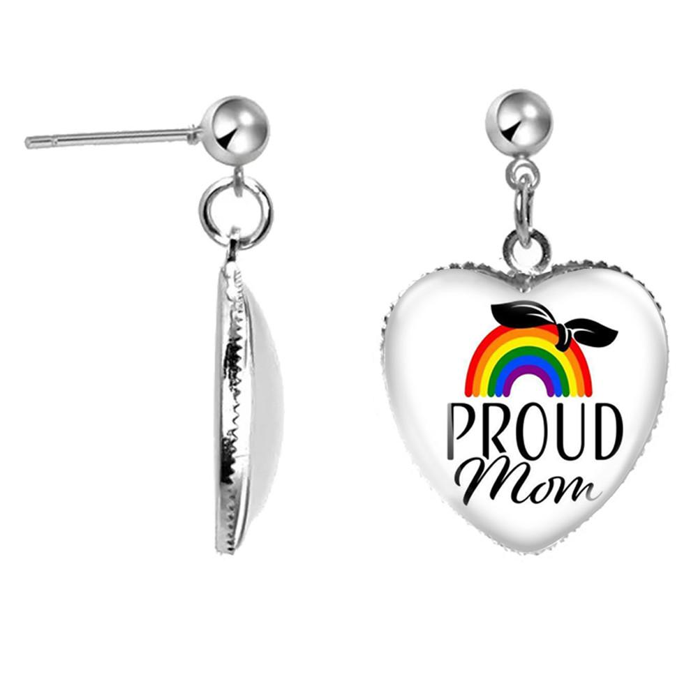 LGBT Kunst Homo Lesbische Trots Regenboog Hartvormige Glazen Cabochon Druppel Oorbellen Bedel Sieraden Voor Homoseksualiteit Meisjes Cadeau