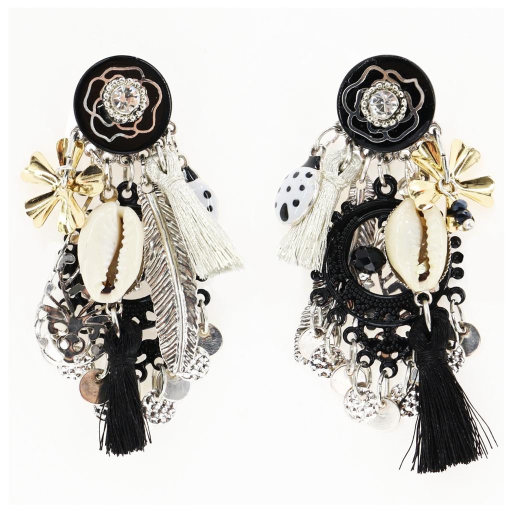 Les Trésors De Lily [R6136] - 'Lilipoupettes' Black Silver Designer Clips - 65x40 Mm