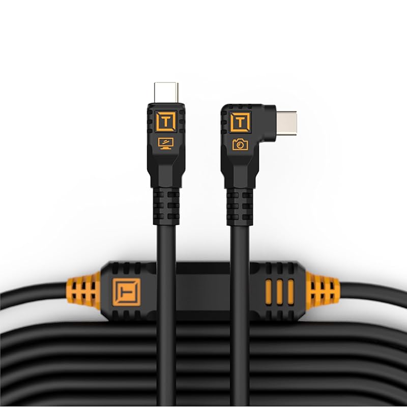 

[]Tether Tools tether tools tether pro Optima 10G USB-C cable Right angle (4.6m) Data transfer cable black CUC15RTG2-BLK