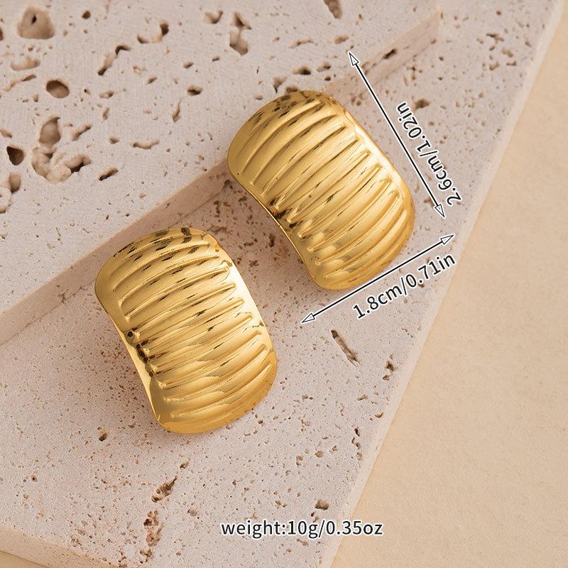 Straight Hair Stainless Steel Earrings Geometric Love Bow Flower Stud Earrings Titanium Steel Earrings Light Luxury Premium Sense