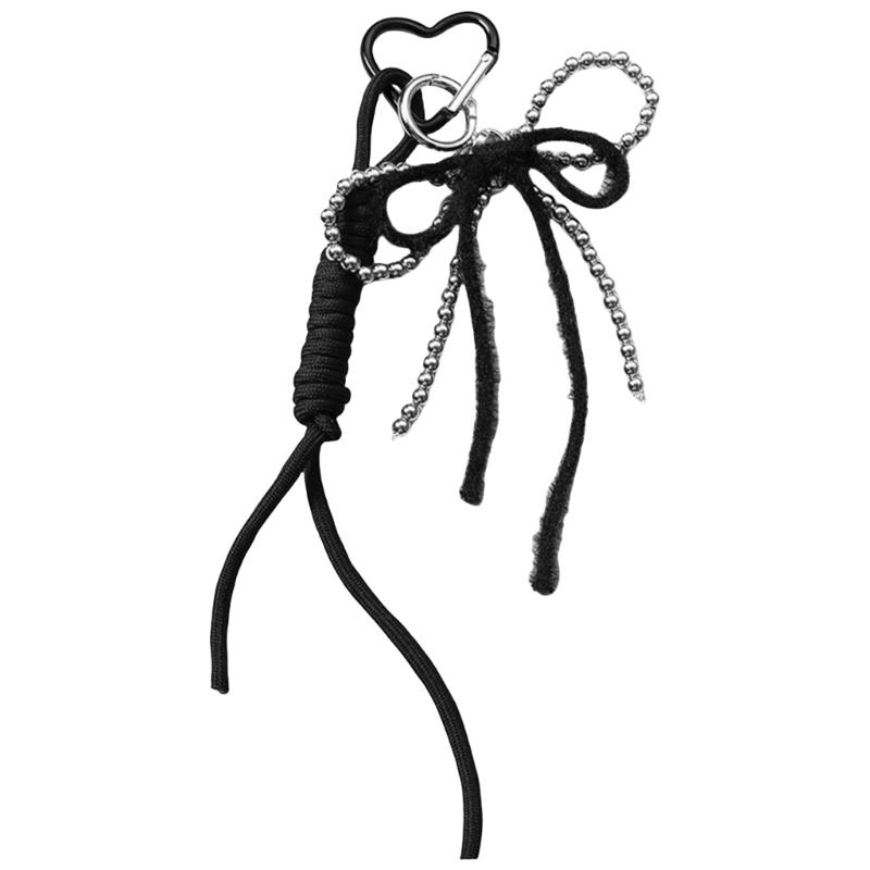 

Unique Yarn Faux Pearls Bowknot Keychain Key Ring for Female Bag Charm Accessory Jewelry for Purses and Accessories чорний