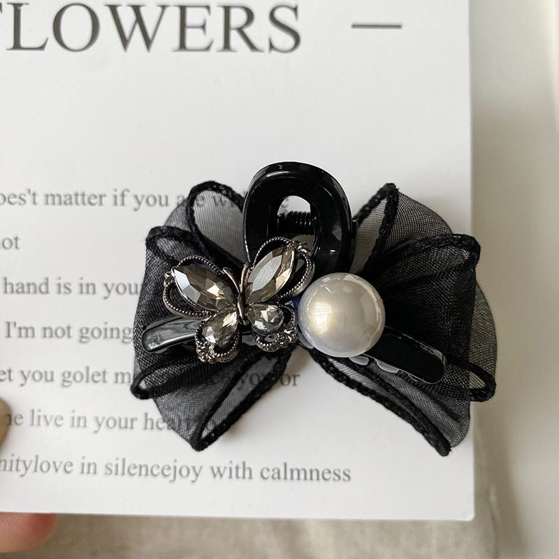 

Элегантная 6 см заколка для волос с бантом из сетки и жемчугом