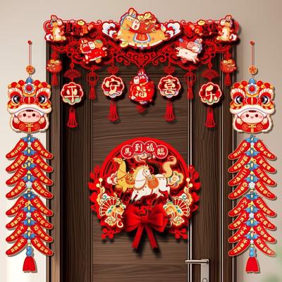 Felt New Year Door Decoration Good Luck Traditional Fu Character Door Sticker Hanging Handmade Chinese Lucky Ornament