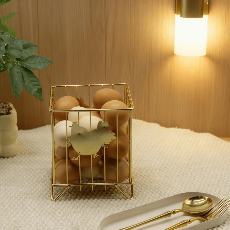 Chicken-Shaped Wrought Stainless Steel Storage Basket - Dual-Purpose Fridge Egg Holder + Kitchen Shelf.