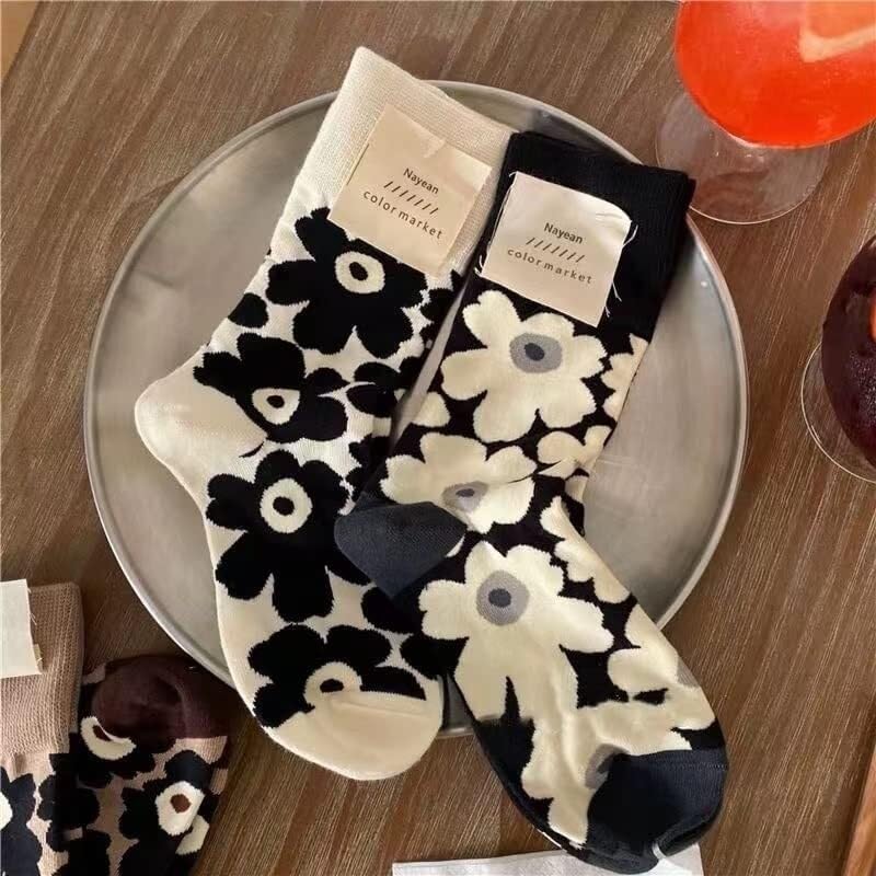 3-piece set socks floral pattern Nordic combination free size