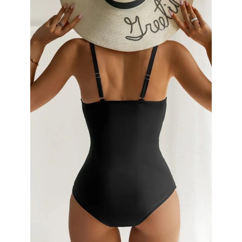2025 Swimming Suit for Women One Piece Swimsuit Plus Size Swimwear Sexy Deep V-neck Bodysuit Bikini Thong Monokini Bathing Suit