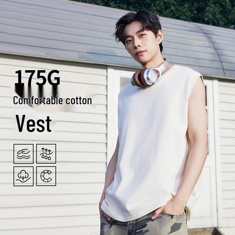 Jeanswest Heren Zomer Katoenen Mouwloos T-shirt met JZS Verguld Landschap Print