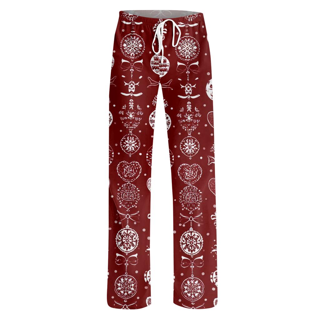 Women's Drawstring Christmas Printed Casual Pants